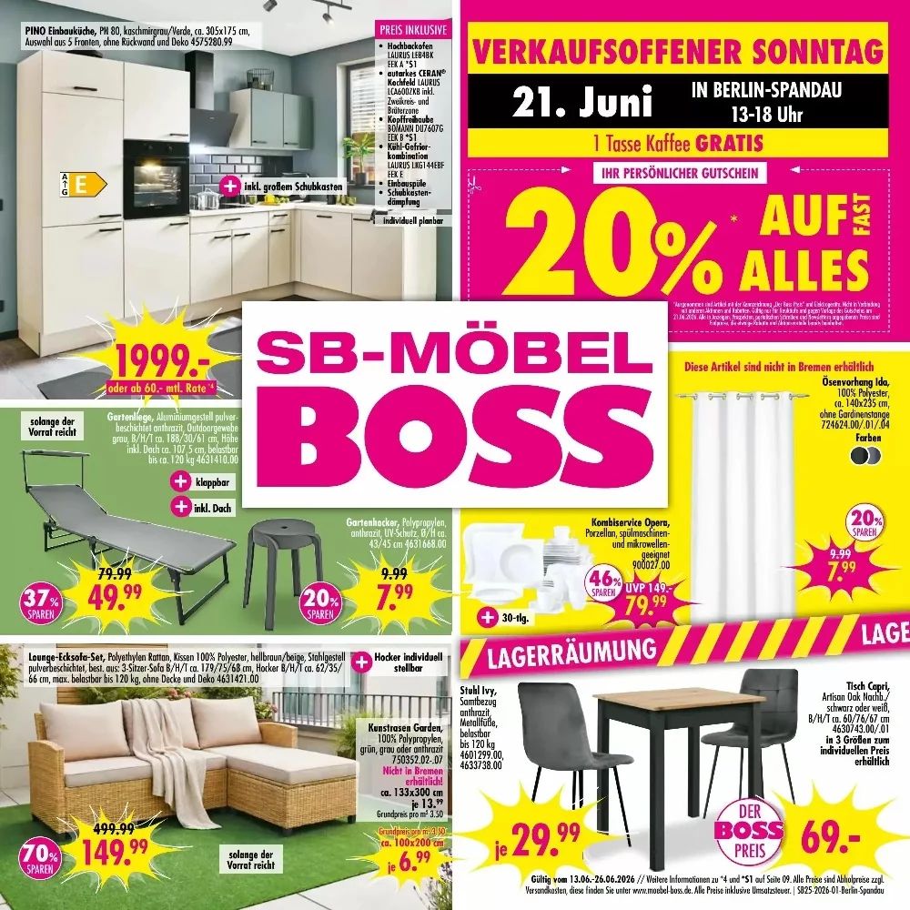 Möbel Boss Prospekt Aktuell ab 18.07.2026 | Nächste Woche Online Blättern 1 möbel boss prospekt kw-25