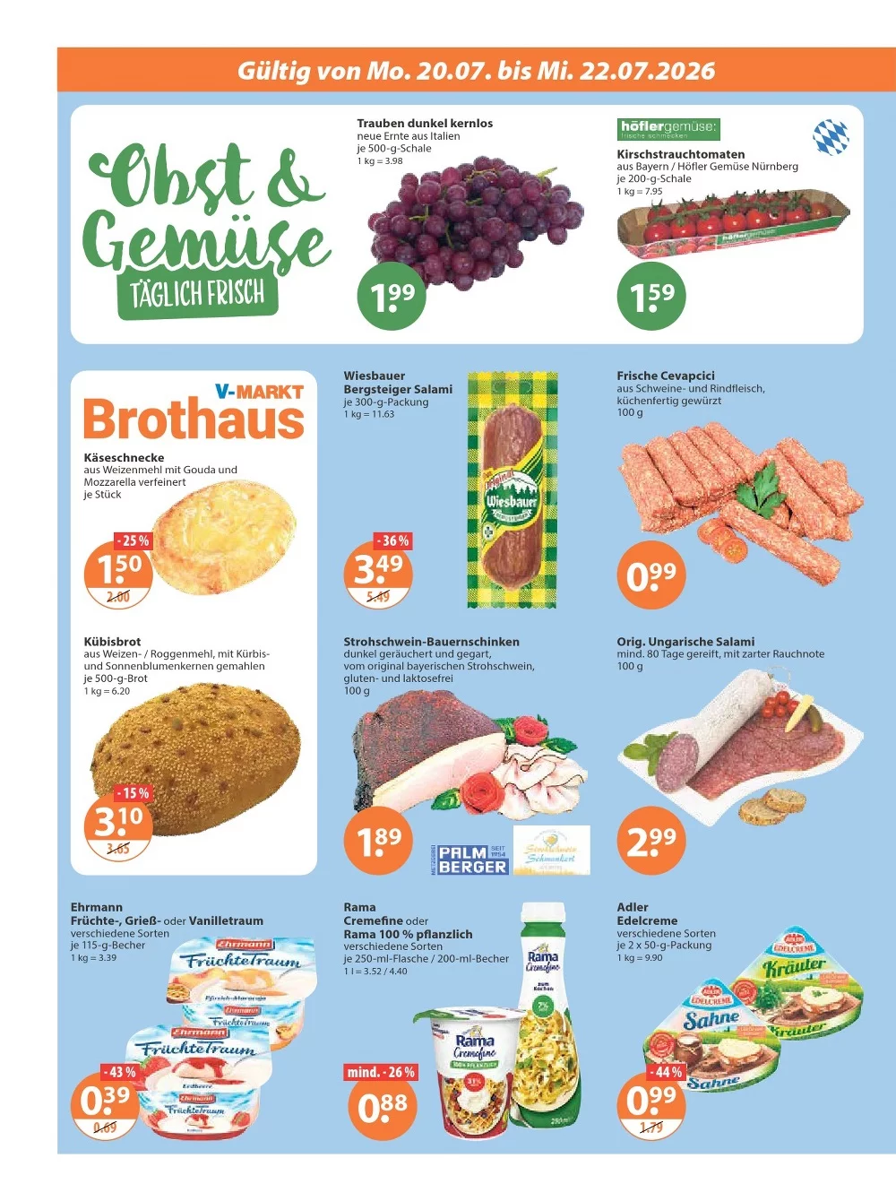 V-Markt Prospekt Aktuell ab 30.07.2026 | Nächste Woche Online Blättern 20 V Markt prospekt juli 16 22 20