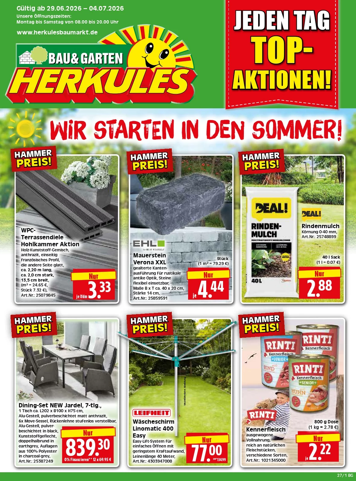 Herkules Baumarkt Prospekt Aktuell ab 27.07.2026 | Nächste Woche Online Blättern 1 herkules baumarkt prospekt kw-27