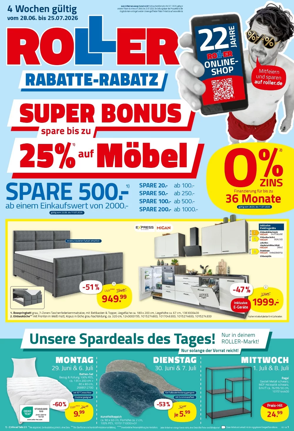 Roller Prospekt Aktuell ab 20.07.2026 | Nächste Woche Online Blättern 1 roller prospekt kw28-30