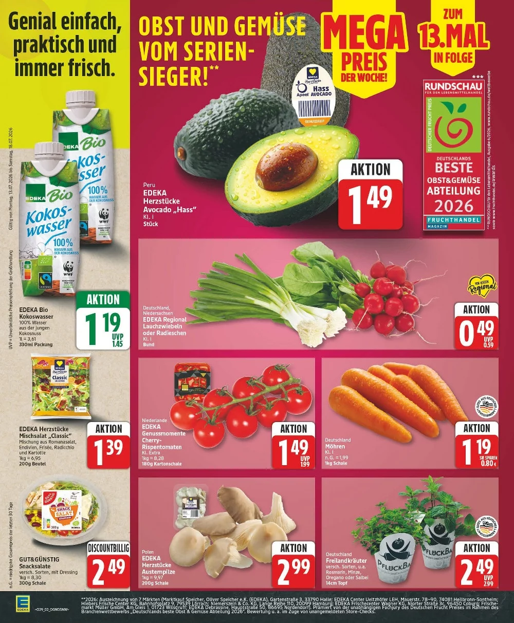 Edeka Prospekt ab 13.07.2026 | Nächste Woche Online Blättern 2 edeka prospekt juli 13 18 2