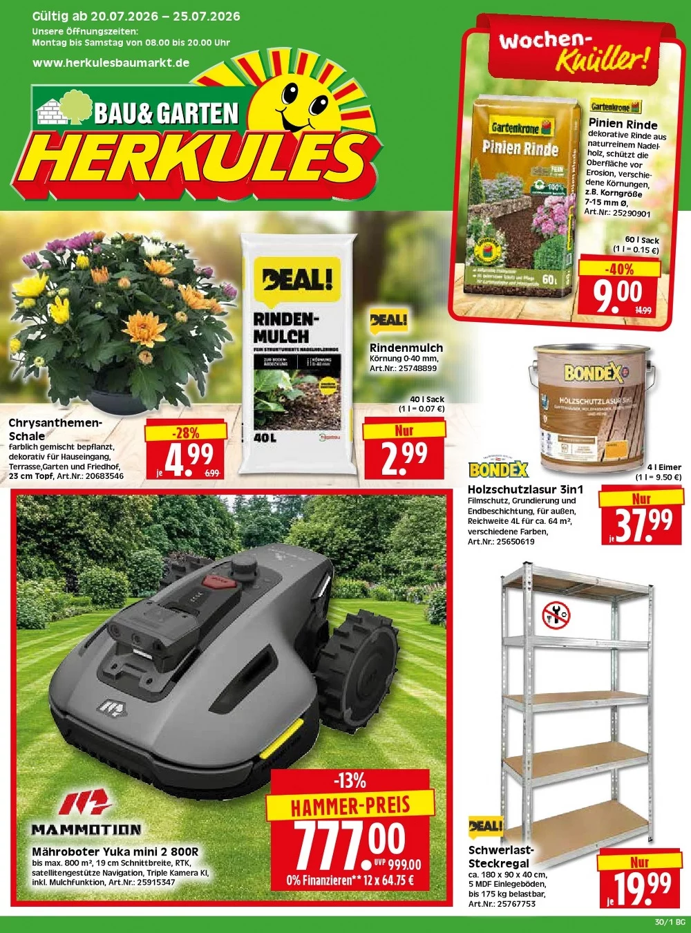 Herkules Baumarkt Prospekt Aktuell ab 20.07.2026 | Nächste Woche Online Blättern 1 herkules baumarkt prospekt kw-30