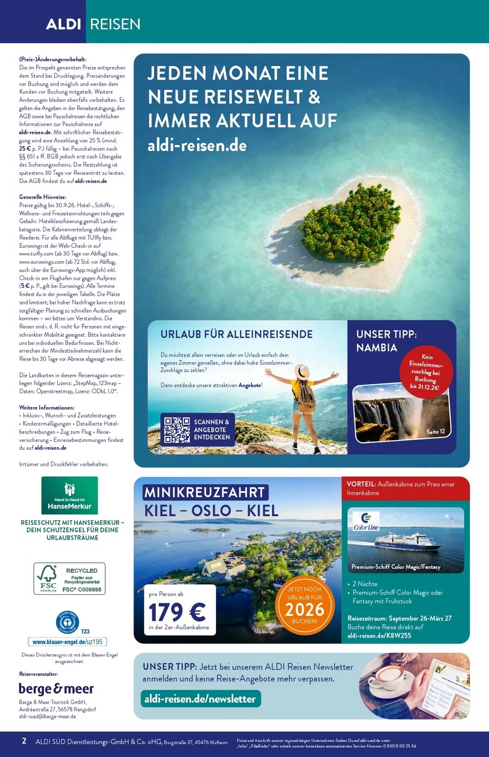Aldi Süd Reisen Prospekt Aktuell September | Online Blättern 2 ALDI SUeD ALDI Reisemagazin September 2026 2