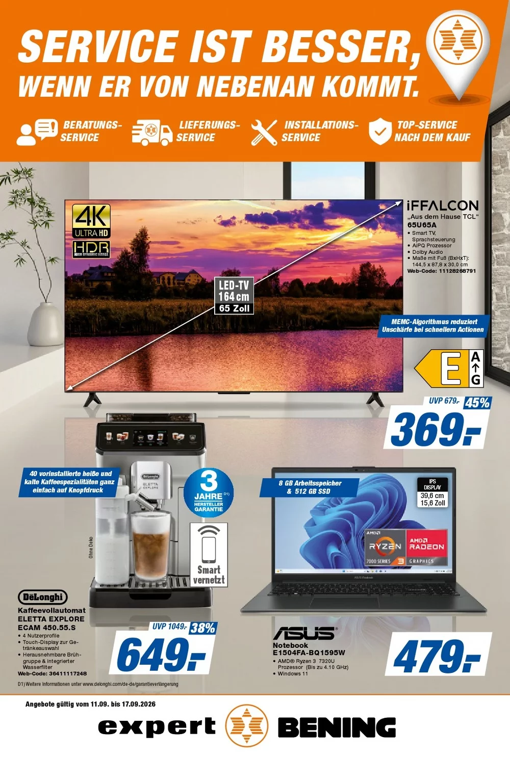 Expert Bening Prospekt Aktuell ab 11.09.2026 | Nächste Woche Online Blättern 1 bening prospekt kw-38