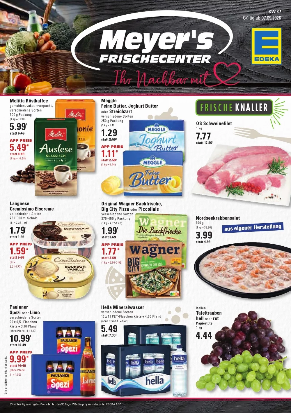 Edeka Meyer’s Frischecenter Prospekt Aktuell ab 21.09.2026 | Nächste Woche Online Blättern 1 edeka meyers prospekt kw-37