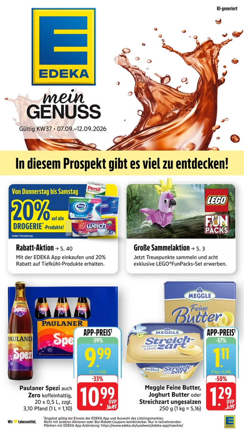 Edeka Südwest Prospekt Aktuell ab 21.09.2026 | Nächste Woche Online Blättern 1 edeka südwest prospekt kw-37