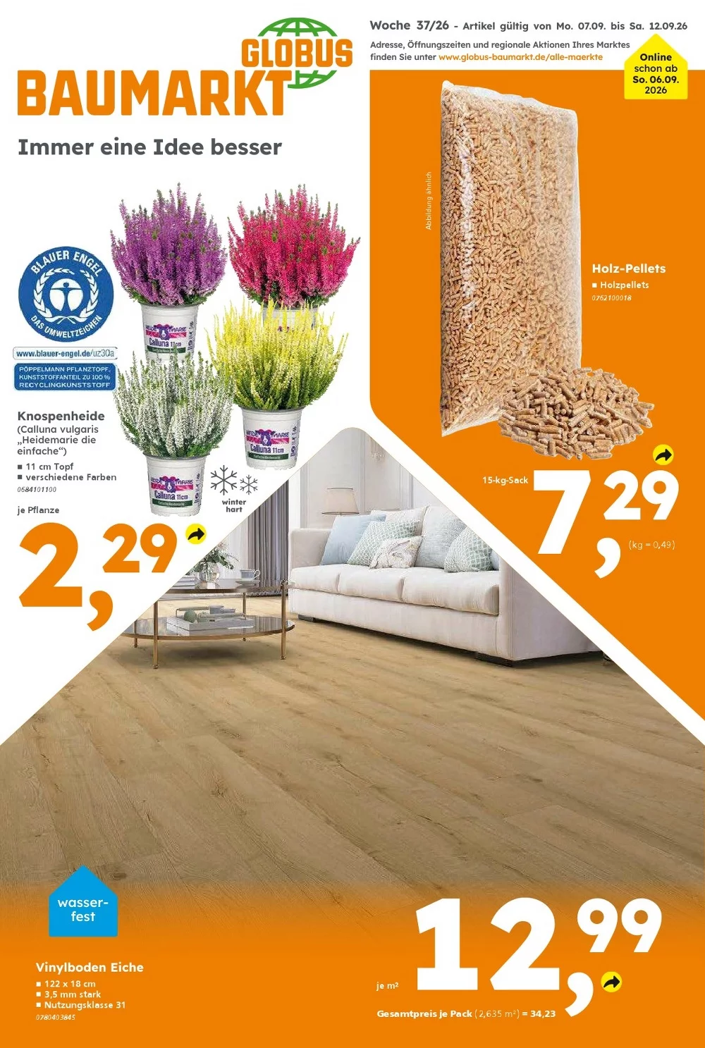 Globus Baumarkt Prospekt Aktuell ab 21.09.2026 | Nächste Woche Online Blättern 1 globus baumarkt prospekt kw-37