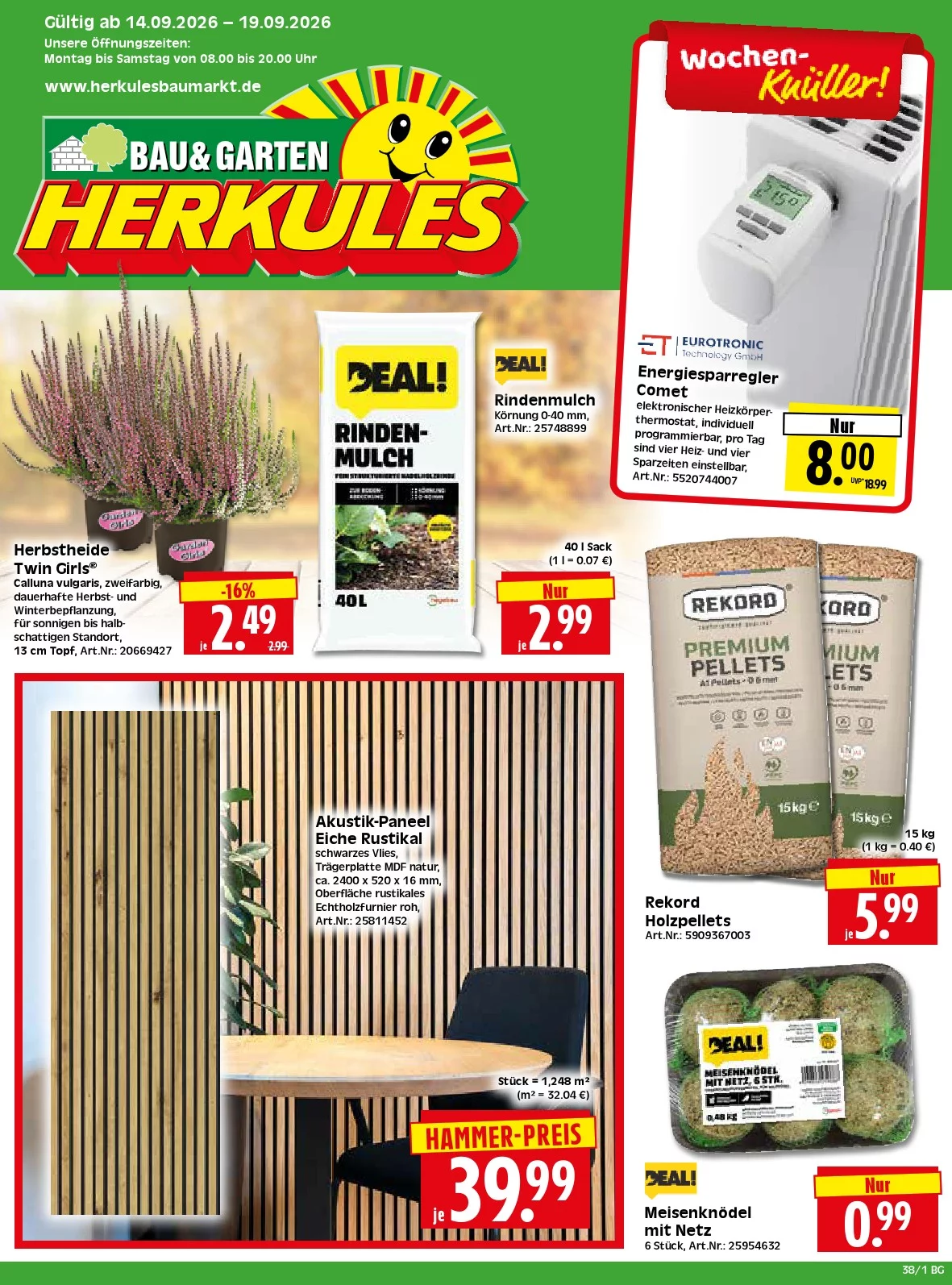 Herkules Baumarkt Prospekt Aktuell ab 14.09.2026 | Nächste Woche Online Blättern 1 herkules baumarkt prospekt kw-38