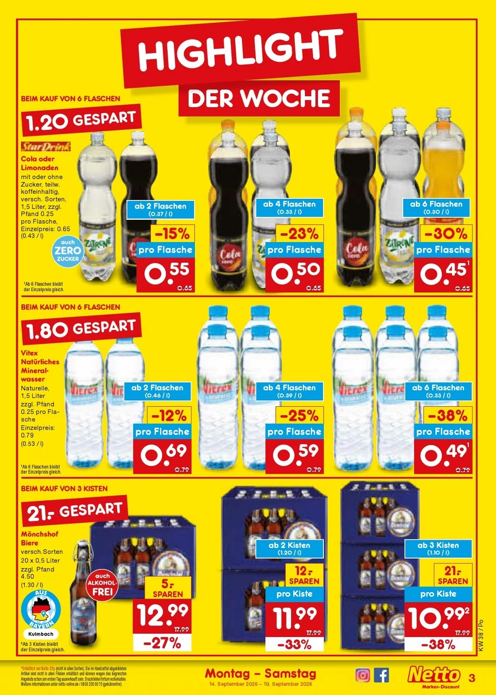 Netto Marken-Discount Prospekt 14.09.2026 | Nächste Woche Online Blättern 3 netto marken prospekt september 14 19 3