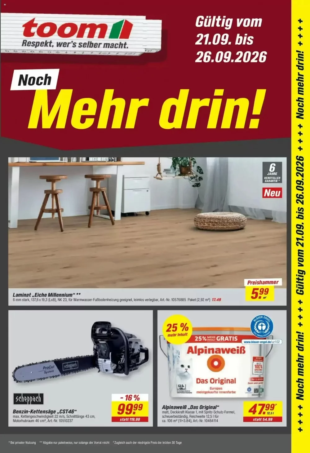 Toom Baumarkt Prospekt Aktuell ab 21.09.2026 | Nächste Woche Online Blättern 1 toom baumarkt prospekt kw-39